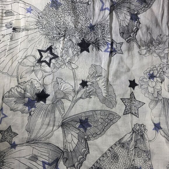 Scarf Floral Butterfly insect Print Lightweight Scarf Fringe Edges fairycore - Picture 3 of 5